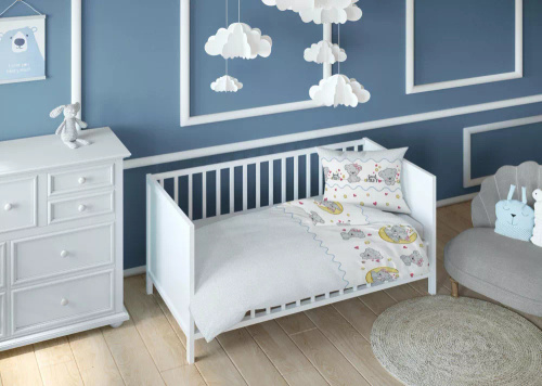 2896 B Land of Dreams Детско памучно спално бельо, мечета Каро