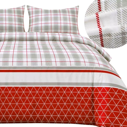 31516/1 Коледен комплект спално бельо от фланел Flannellove Darymex сиво-червено - комплект 100% памук, топъл и мек