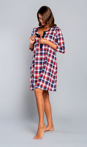 Rugia нощница за майчинство и кърмене 3/4 ръкав Италианска мода - червено 