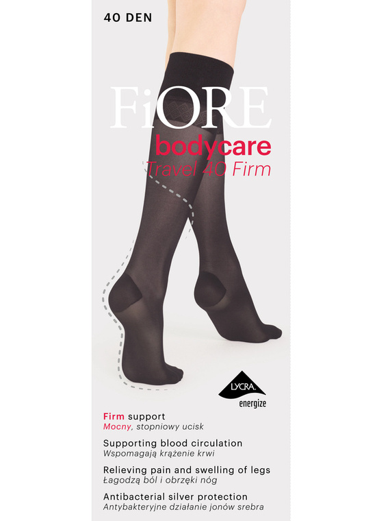 M 2103 Travel Firm Чорапи до коляното 40 den Fiore - черни