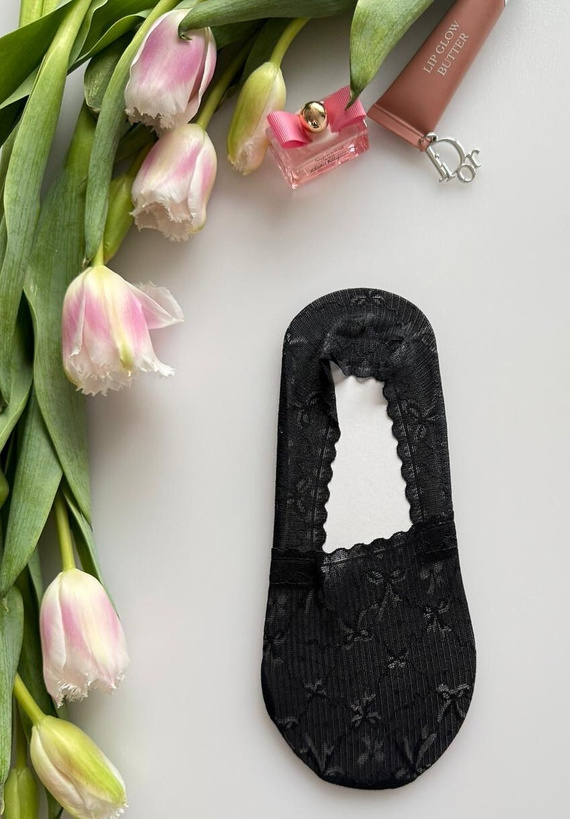 Дамски балерини Magnetis от дантела със силикон – невидими чорапи black