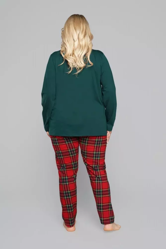 Дамска пижама Zorza с дълъг ръкав и панталон Италианска мода - червено/принт 