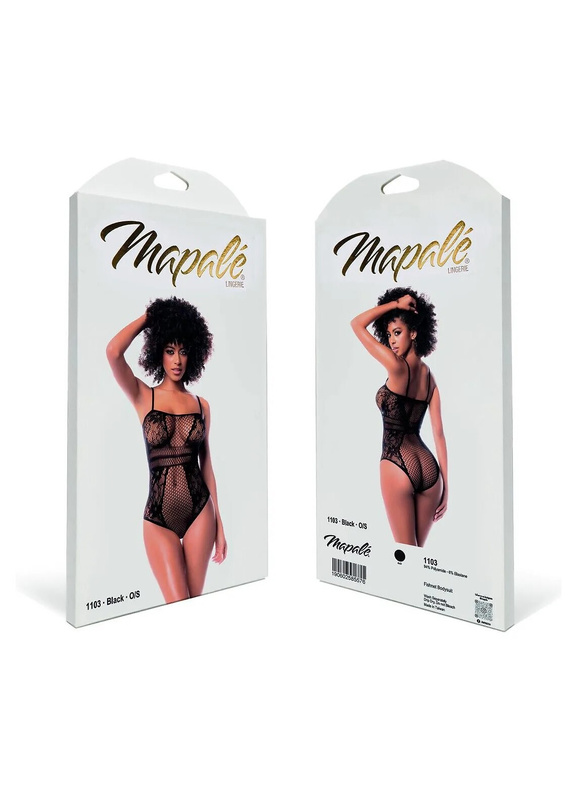 Body 1103X Fishnet Bodysuit Mapale Черно мрежесто боди макси размер XL-5XL