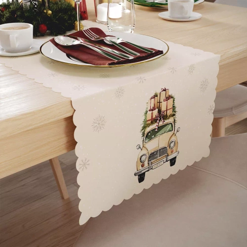PBN283 Коледна ретро кола Сенник за маса бежов