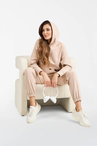 Дамски суитчър с качулка Viva Fashion - бежов