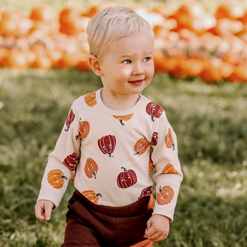 Бебешко боди „Хелоуин Иви“ – екрю, тикви, памук