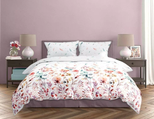 Milargo Verde 001 Сатенено спално бельо с цветя Faro, розово