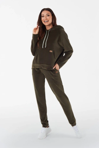 Дамски суитчър с качулка Italian Fashion - маслиненозелен