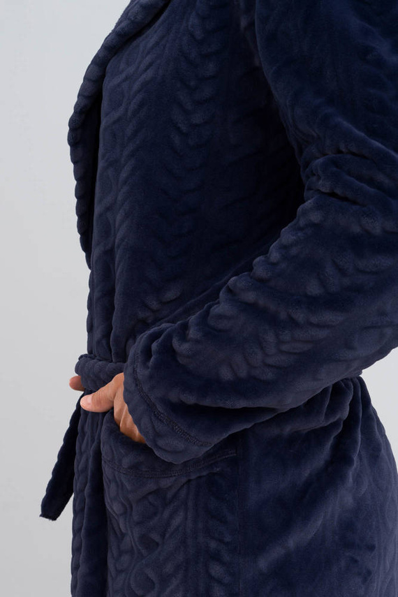 Zygmunt Мъжки халат за баня с качулка Италианска мода - тъмносин 