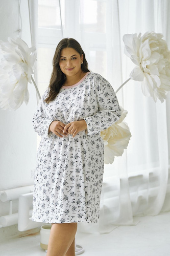 Martina 3467 Нощница Taro, бяла – памук, дълъг ръкав, женствена кройка и комфорт