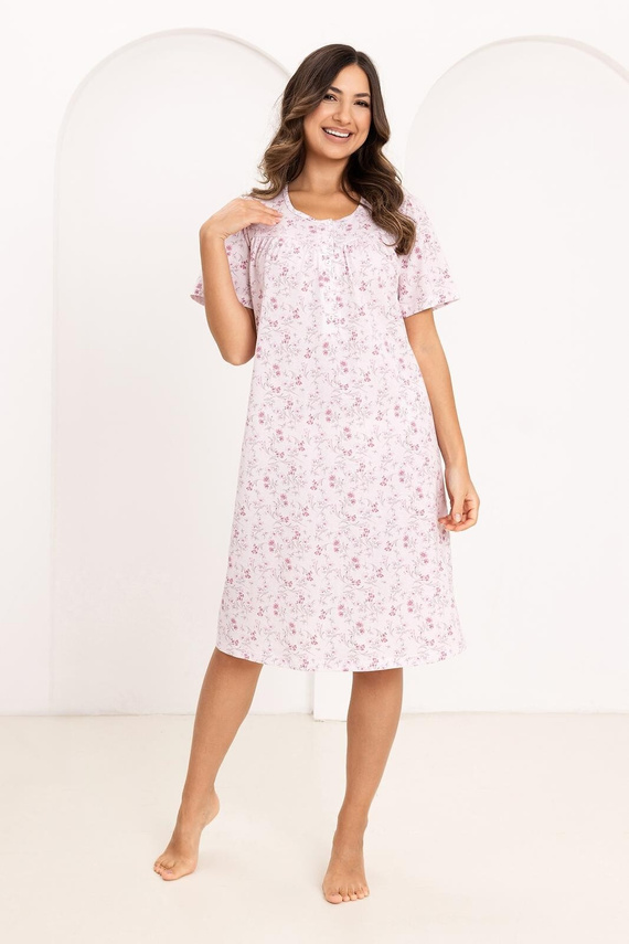 Дамска Нощница 018 Regina – 100% Натурален Памук, Копчета, Свободна Кройка и Комфортен Сън Всяка Нощ