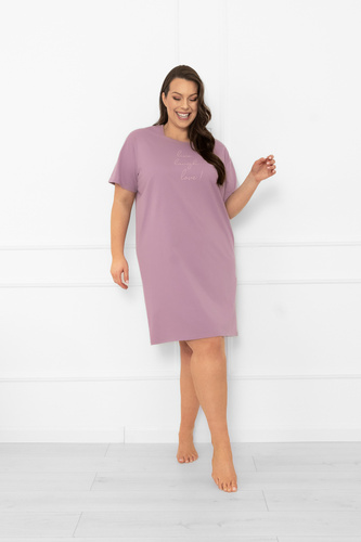 Дамска нощница Ksara - къс ръкав, памук Италианска мода - heather 