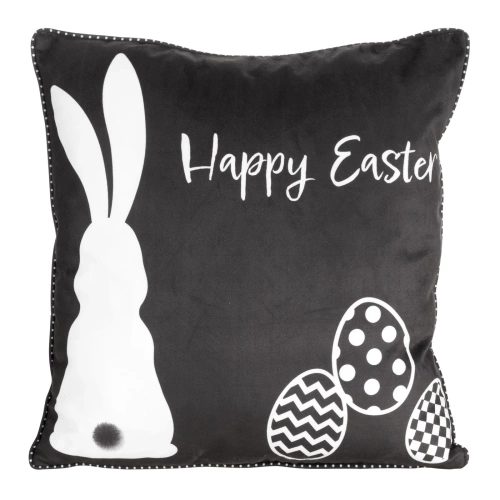 Калъфка за възглавница Пролет 5 Великден с кадифена щампа, европердета, черна
