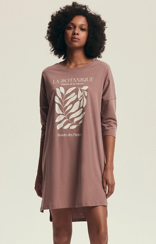 43692 Дамска риза Dextra Henderson в цвят прашно розово - памучна, 3/4 ръкави, щампа