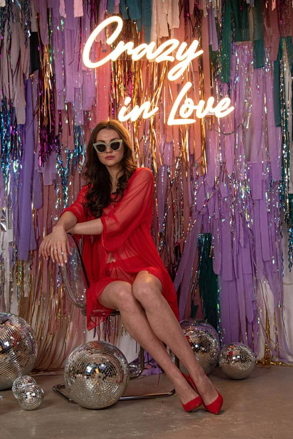 634 Нощна рокля без презрамки Florence + ремъци Forex - червено