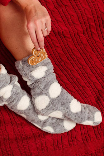 553/554 Wellsoft Гладки чорапи за сън De Lafense - сиви големи кръгове