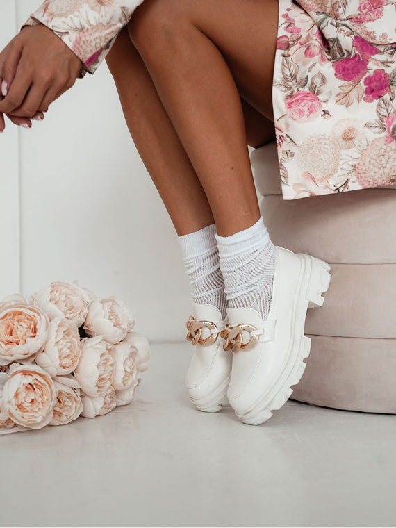 0989-005 CC Дамски ажурни чорапи Милена - бели