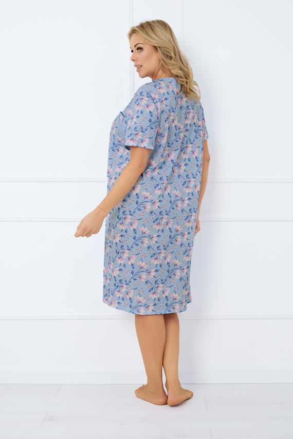 Нощна риза с разкопчани копчета Facelia, къс ръкав Италианска мода - принт