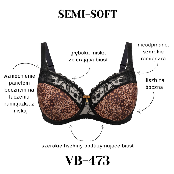 Vena VB-473 черно-канелен – стабилен сутиен K15 за среден и голям бюст