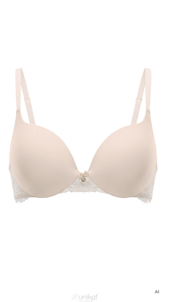 Unikat Zelia Push Up сутиен бежов гладък с дантела и банели