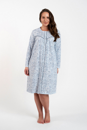 Нощница Talita с разкопчани копчета Италианска мода - син принт 