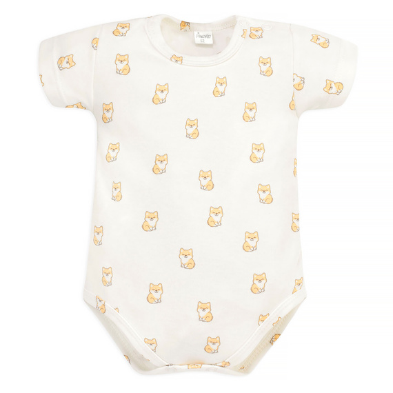 Прекрасно дневно боди с къс ръкав Пинокио - екрю кучета