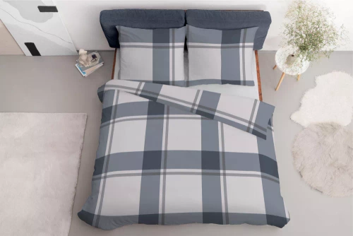 5218 A Detexpol сиво сатенено карирано спално бельо