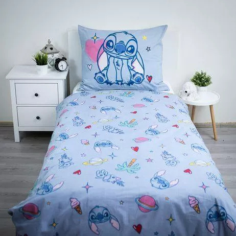 Памучно спално бельо 140x200 Lilo and Stitch синьо 70x90 Jerry Fabrics