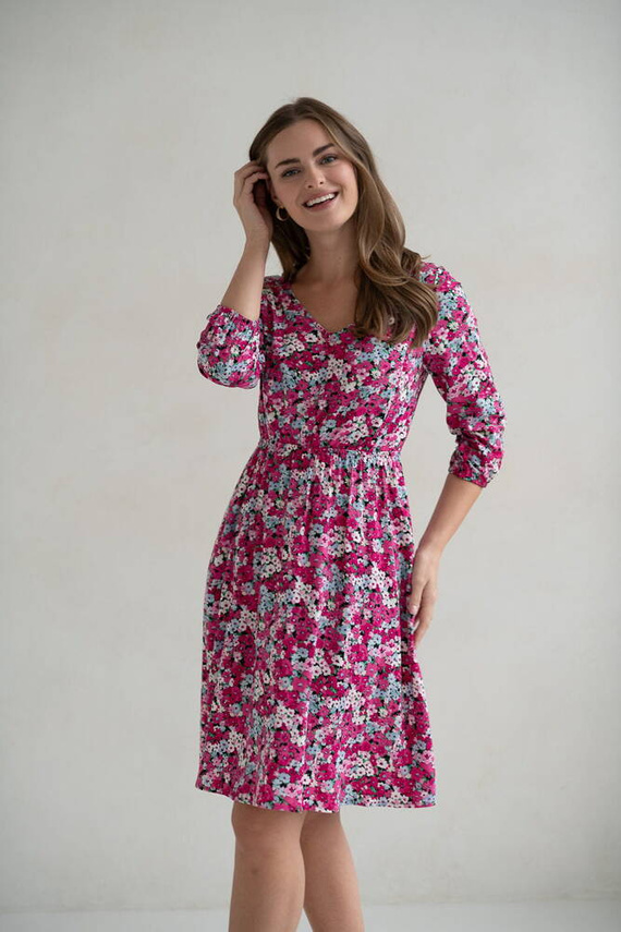 Миди рокля за бременни и кърмачки Lovely Dress с 3/4 ръкав от Milk&Love с цветя