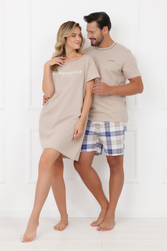 Дамска нощница Rima Italian Fashion 100% памук къс ръкав