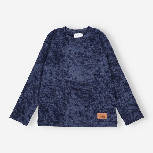 KAR-1021 Блуза с дълъг ръкав Lagarto Verde за момче, тъмносиня - памук с еластан, полско производство