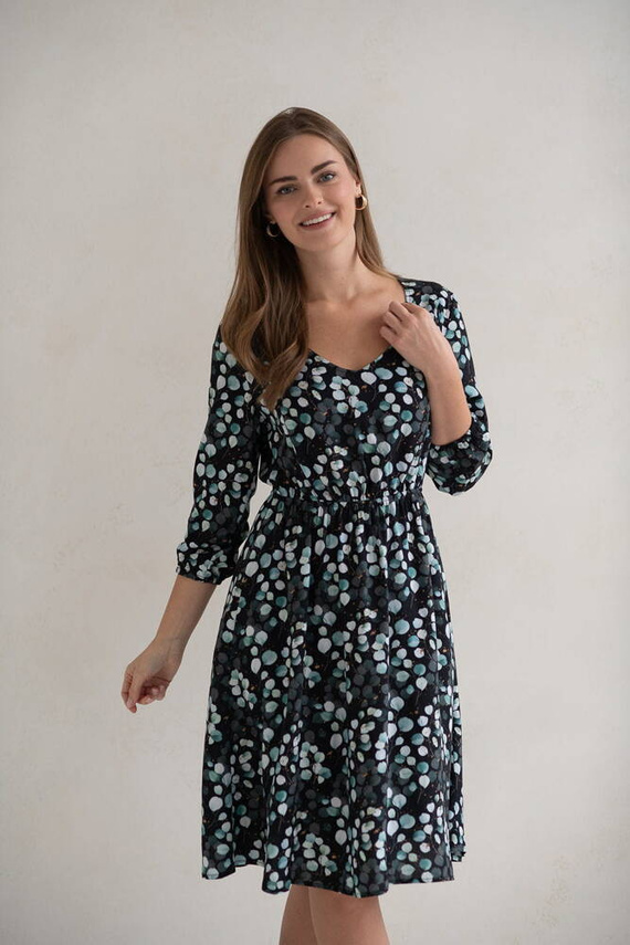 Lovely Dress Миди рокля за бременни и кърмачки с 3/4 ръкави Milk&Love с евкалиптови листа