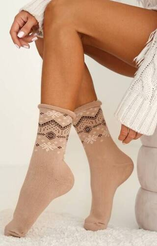 0118-011 Дамски хавлиени чорапи Stars Milena - бежови