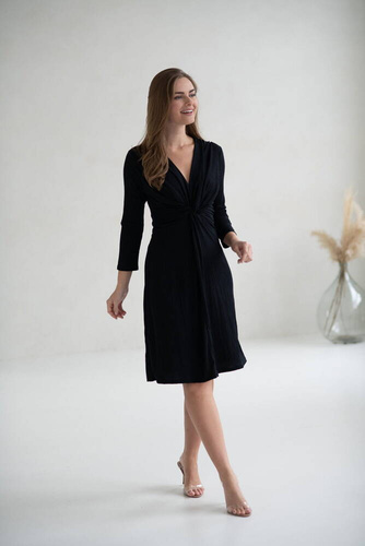 Loop рокля за бременни и кърмачки, 7/8 ръкав, Milk&Love, черна