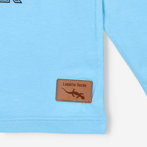 KAR-1014 Синя блуза с дълъг ръкав за момче Lagarto Verde - памук с еластан, полско производство