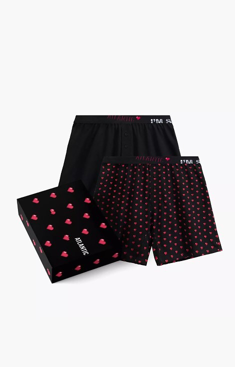 2GMB-011 Мъжки боксерки Atlantic - памучни, с принт на сърце, комплект от 2 броя