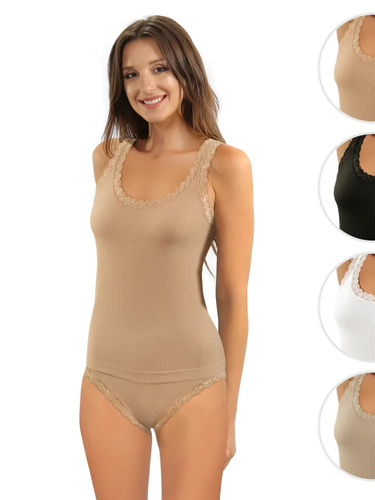 Дамски потник Sesto Senso 6109 с дантела безшевен еластичен beige