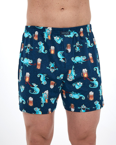 001/175 011/175 Мъжки боксерки Cornette Classic Leon - памучни, удобни, със забавна щампа, тъмносини