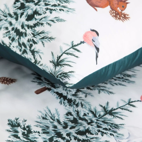 Коледно спално бельо от микрофибър Roland Eurocurtains - зелено, декорирано с очарователна щампа