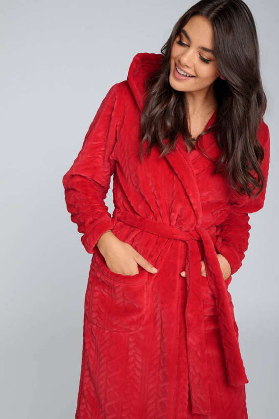 Дамски вълнен халат Zala Италианска мода - червен 