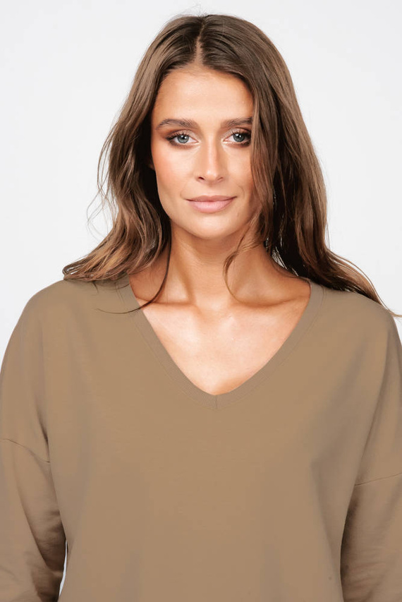 Karina дамска туника с дълъг ръкав Италианска мода - камилска