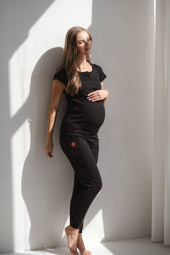 Блуза за бременни и кърмачки Tummy с къс ръкав Milk&Love черна