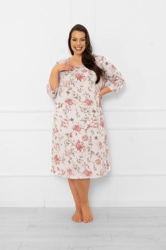 Дамска нощница Betula - памук, 3/4 ръкав, флорален мотив Италианска мода