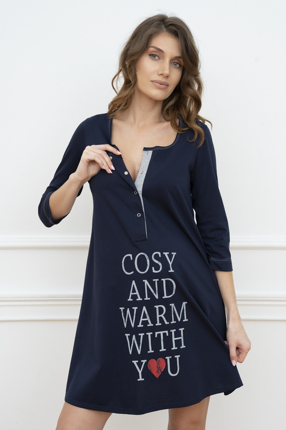 Тениска за бременност и кърмене Balm. 3/4 ръкав Italia Fashion - тъмно синьо