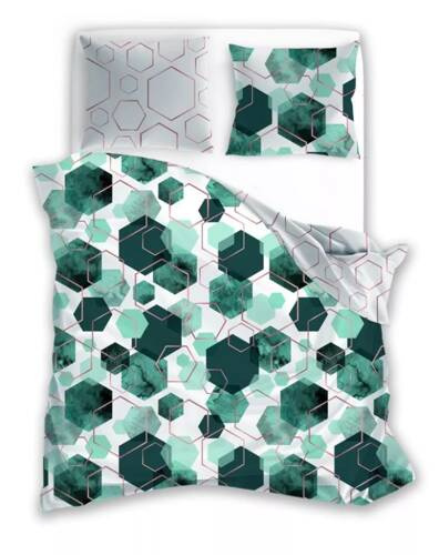 Milargo Verde 009 Спално бельо от геометричен сатен Фаро зелено
