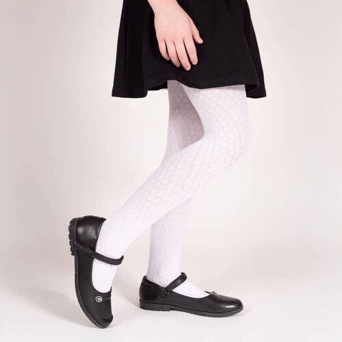 141802 W2 Жакардов чорапогащник Nicol - бял