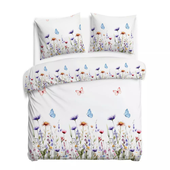 31512/1 Комплект спално бельо от фланел Flanellove Darymex бели цветни цветя - комплект, 100% памук, топъл и мек