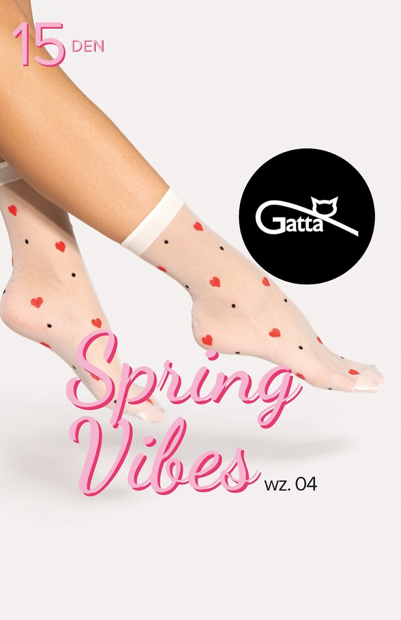 Spring Vibes wz.04 Skarpetki Damskie 15 den Gatta -off white-red