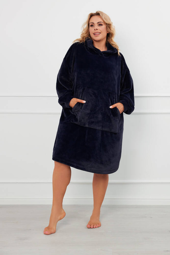 Forio Блуза с качулка унисекс Италианска мода - тъмносиньо 