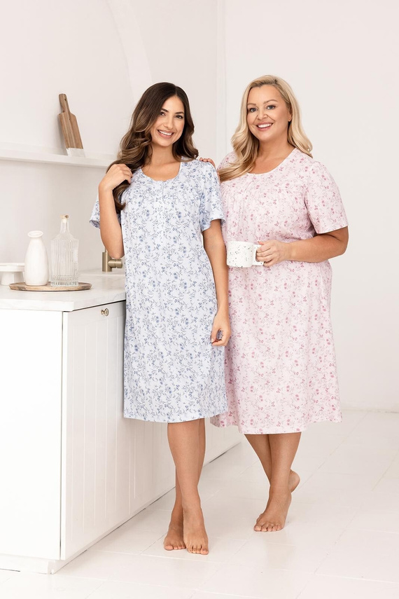 Дамска Нощница 018 Regina – 100% Натурален Памук, Копчета, Свободна Кройка и Комфортен Сън Всяка Нощ